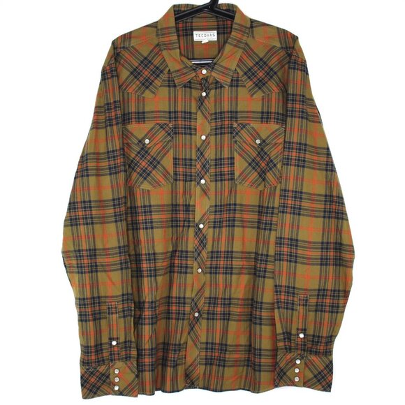 Tecovas Mens 2XL Western Cowboy Pearl Snap Plaid Button Up Shirt H900 - Picture 1 of 4